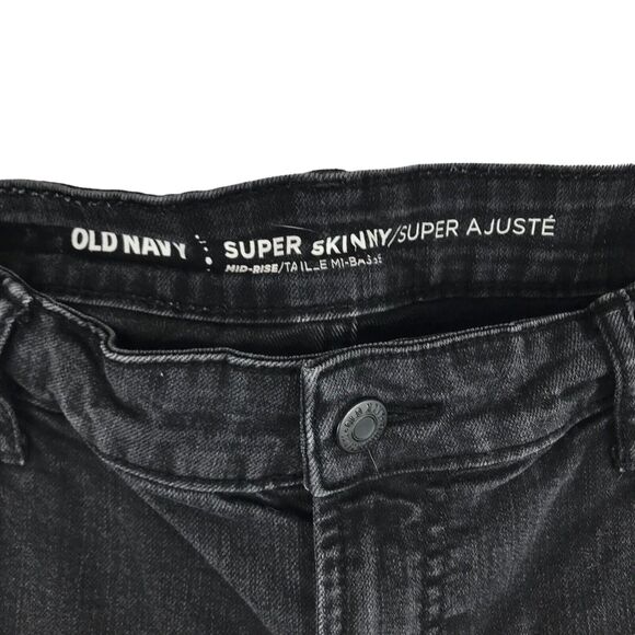 Old Navy Super Skinny Jeans Women's Size 12 Black Mid-Rise Stretch Faded Look - Picture 2 of 8